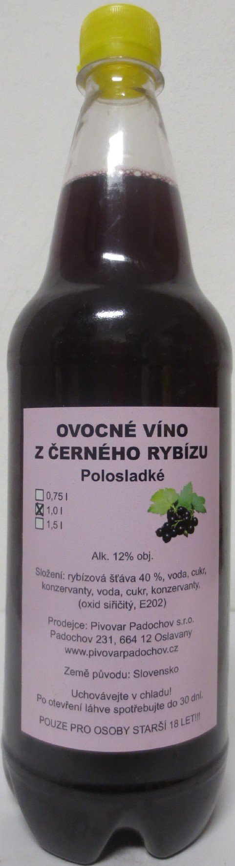OVOCNÉ VÍNO Z ČERNÉHO RYBÍZU (1L-PET)