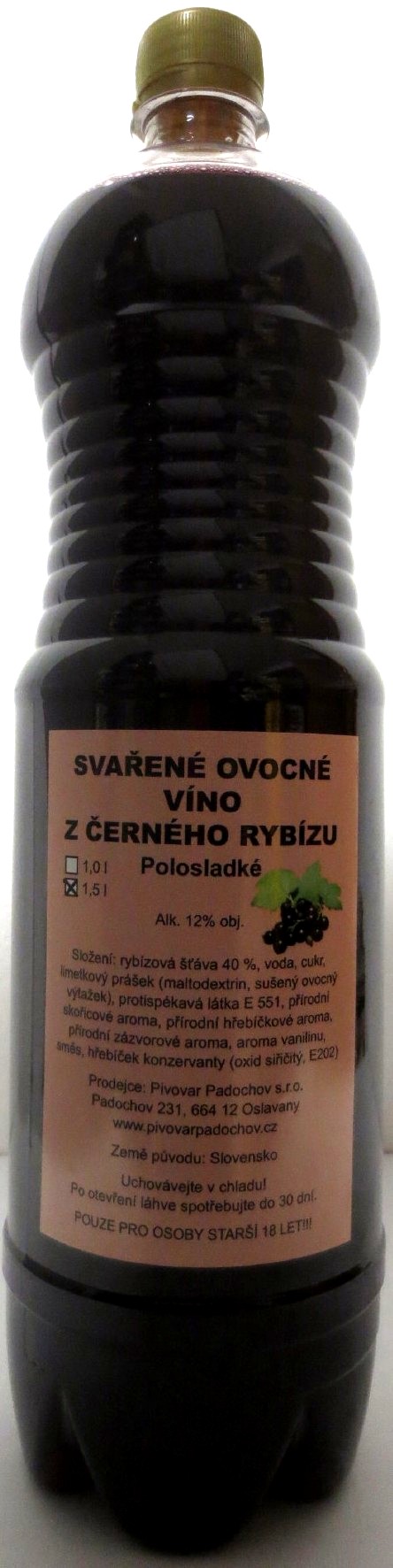 SVAŘENÉ OVOCNÉ VÍNO Z ČERNĚHO RYBÍZU (1,5L-PET)