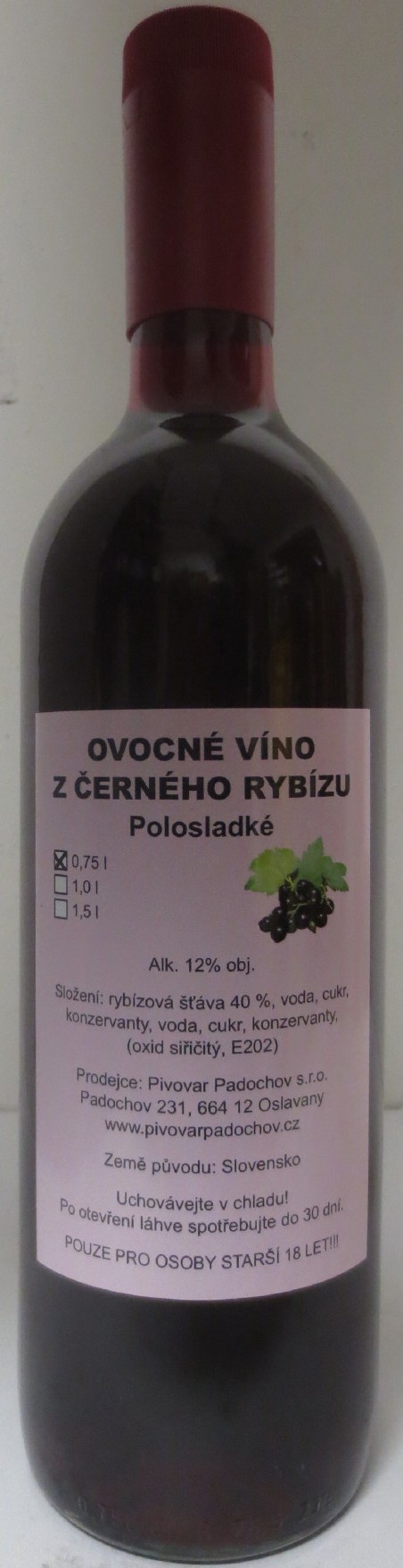 OVOCNÉ VÍNO Z ČERNÉHO RYBÍZU (0,75L-SKLO)